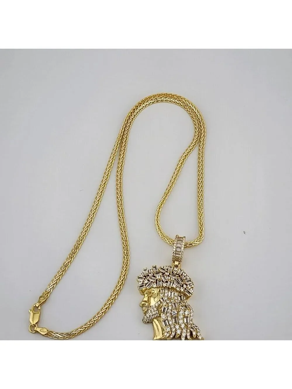 Brand New Sterling Silver 925 Jesus Side Face Necklace